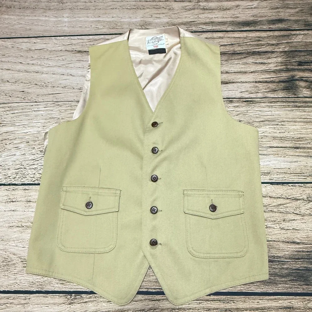 Levis Wildfire Vest Men Large Tan Vintage Panatela Western Button Front Cinch
